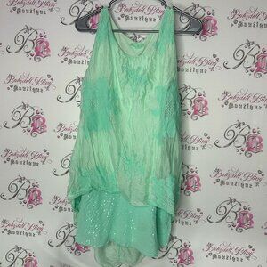 Dress sparkly floral flowy one size fits all turquoise blue green summer 🇮🇹